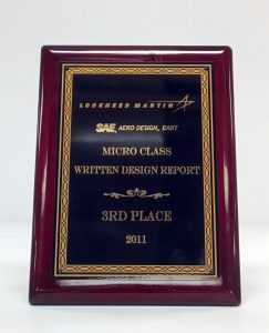 SAE 2011 Micro Class - Written Design Award - 3rd Place